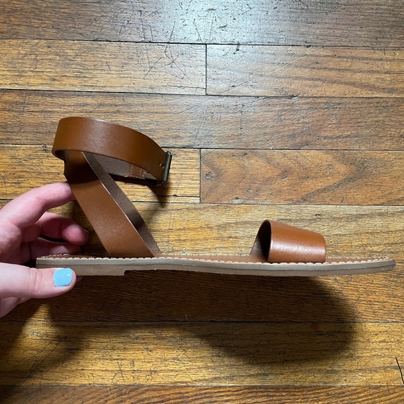 EUC Madewell Women's Boardwalk Ankle-Strap Sandal in English Saddle Size 9 - Picture 4 of 10